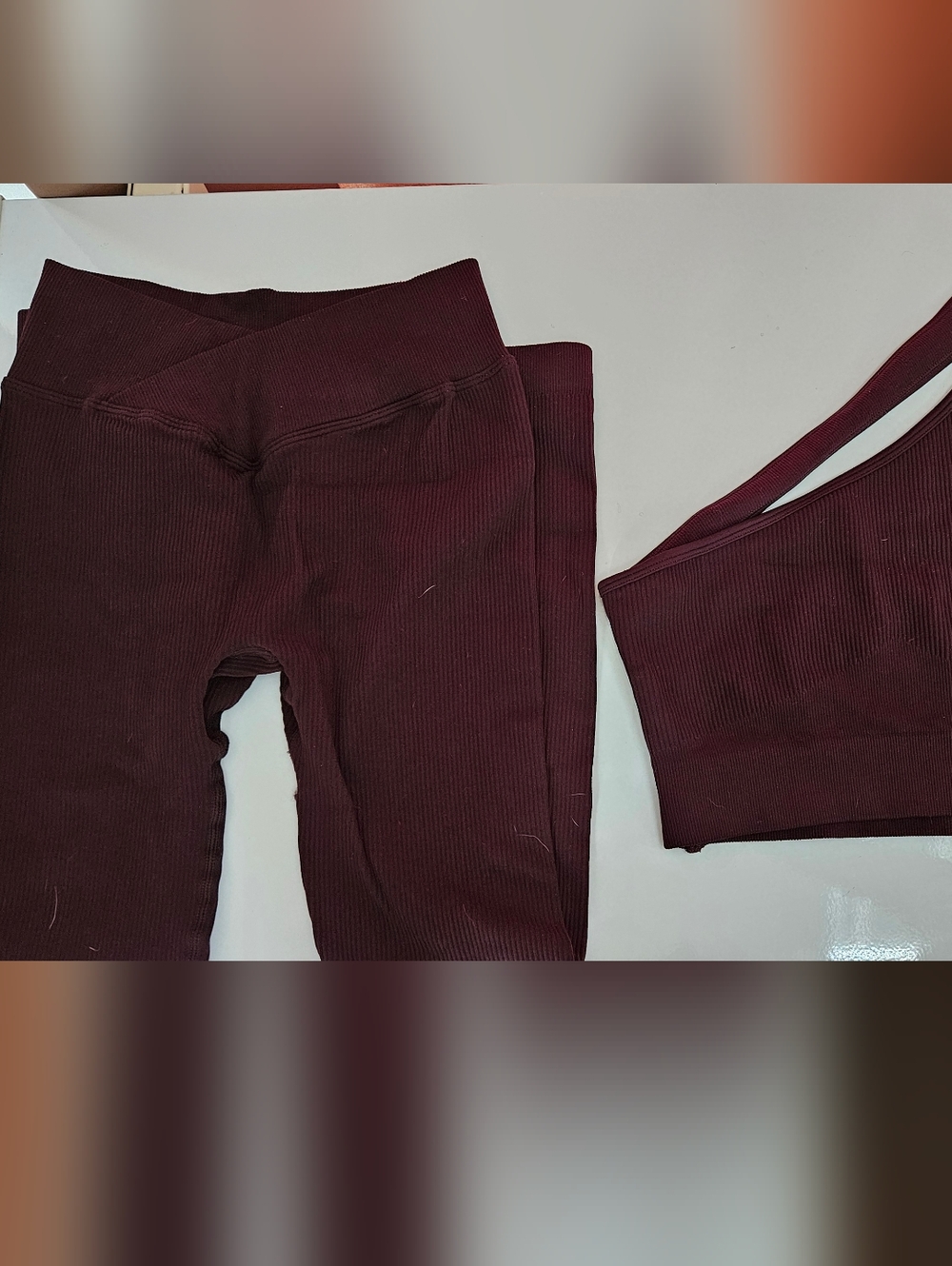 B|Fit Ribbed Compression Set – Plum/Brown - Picture 5 of 6